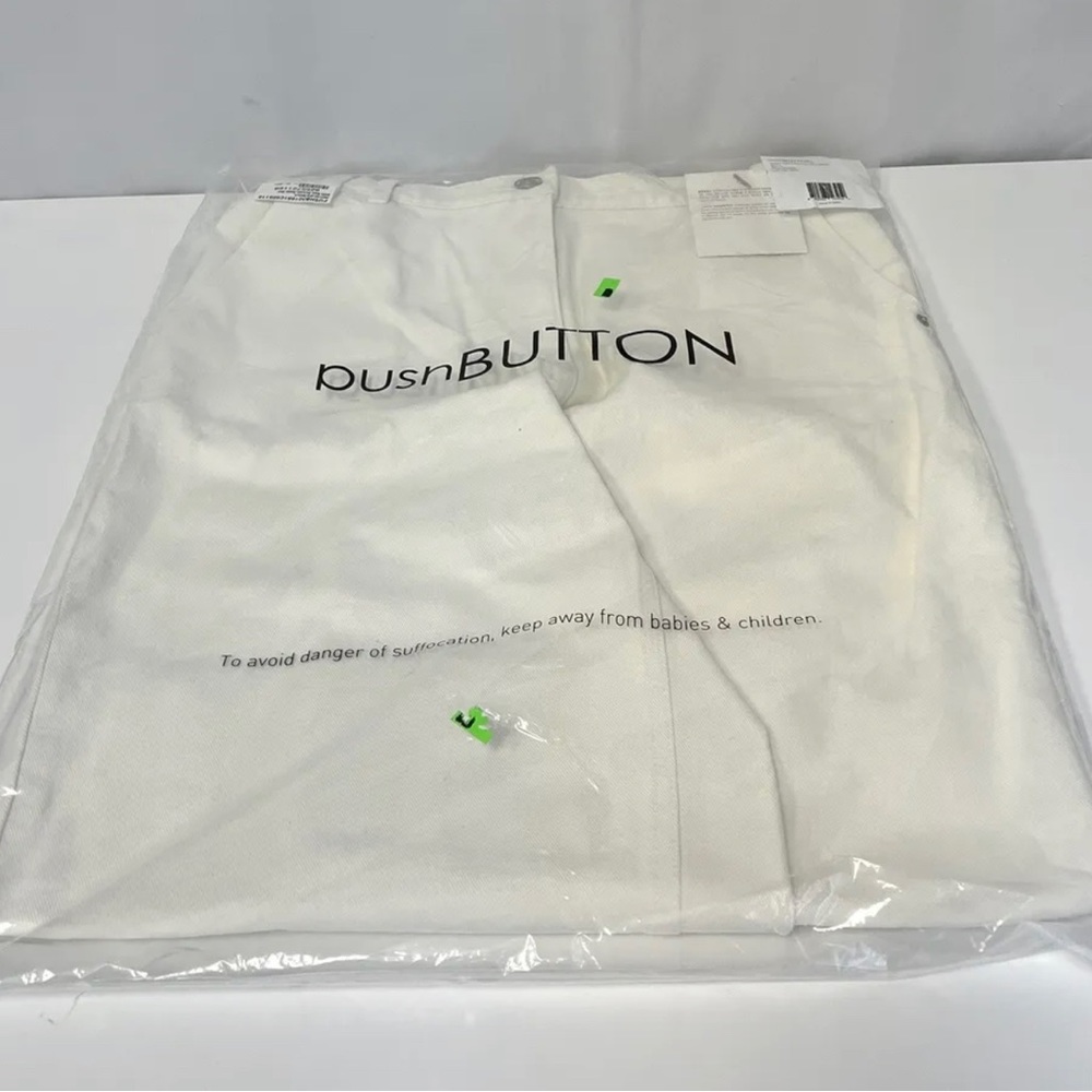Pushbutton White Semi Cocoon Half Jeans Large Retail $434.